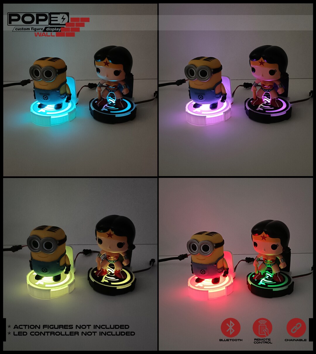 Customizable 3D Printed Action Figure Displays With LED Lighting Funko