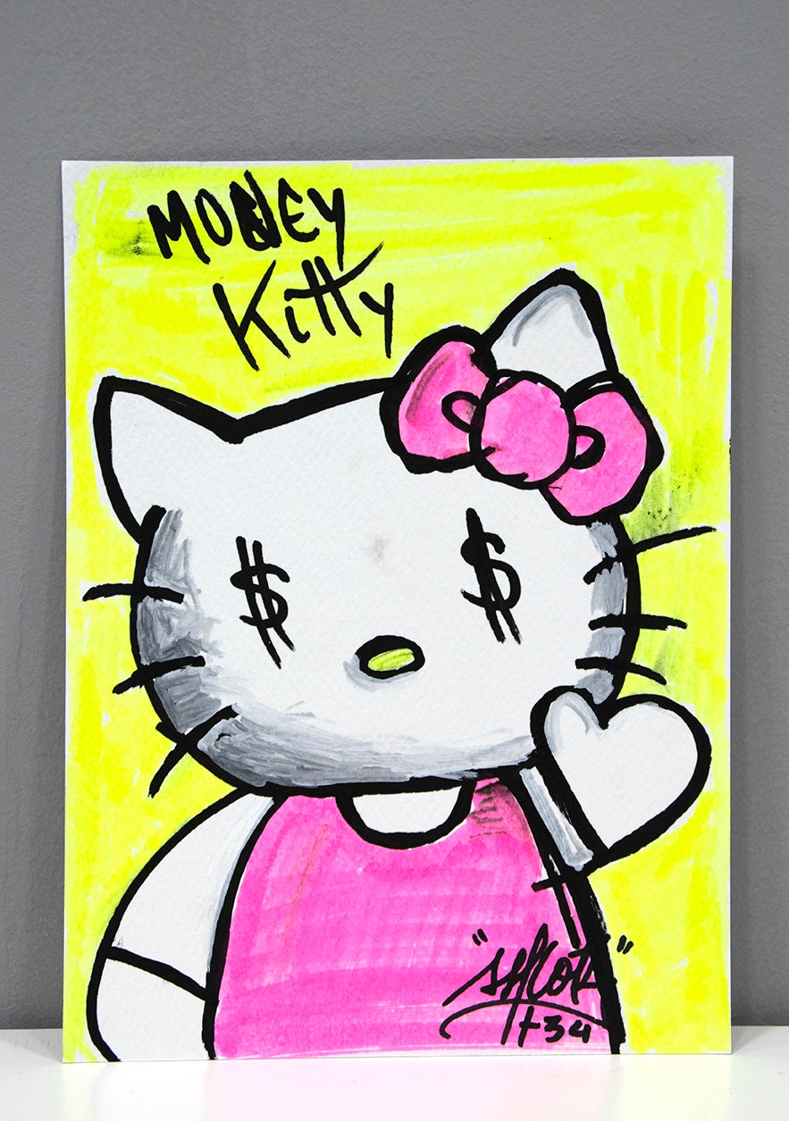 Banksy artwork of a hello kitty drawing