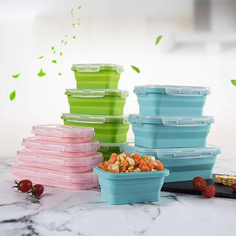 Collapsible Space Saving Food Storage Containers Set 4 Pcs Etsy