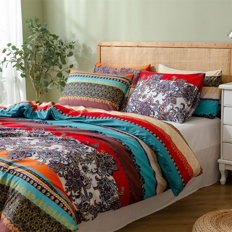 Bohemian Paisley Print Duvet Cover Bedding Set Etsy