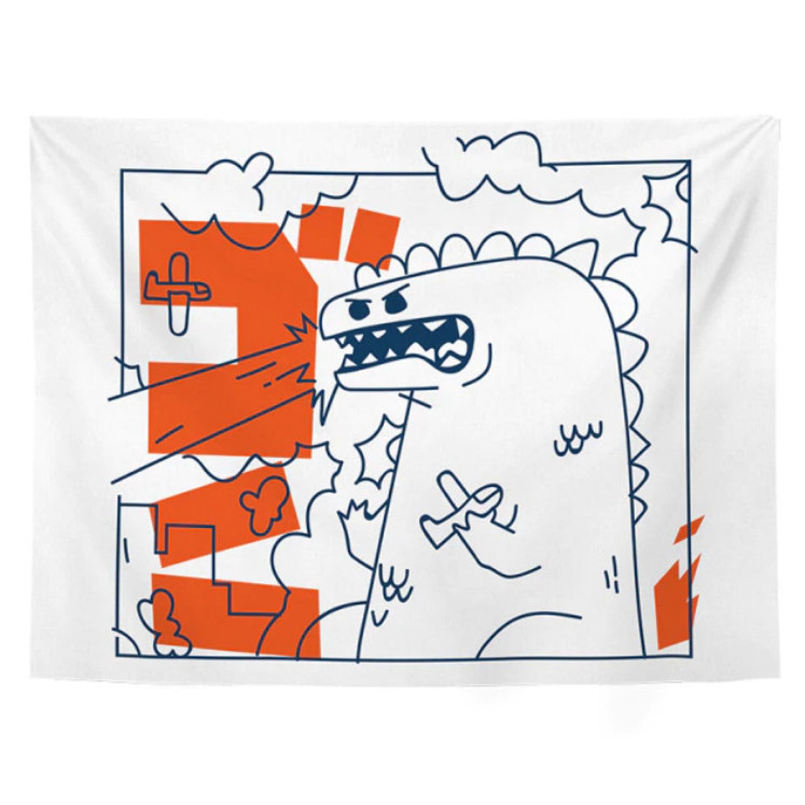 Cartoon simple drawing Tapestry colorful Polyester tapestry Etsy