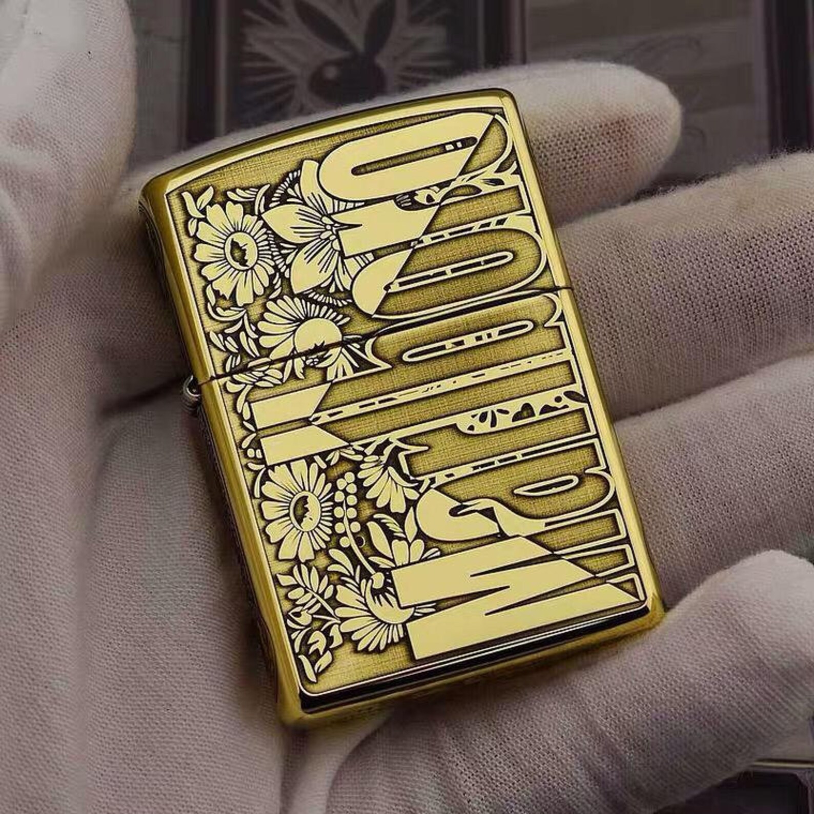 Zippo Lighter Etching Brass Marlboro Gold Collection Lighter Etsy