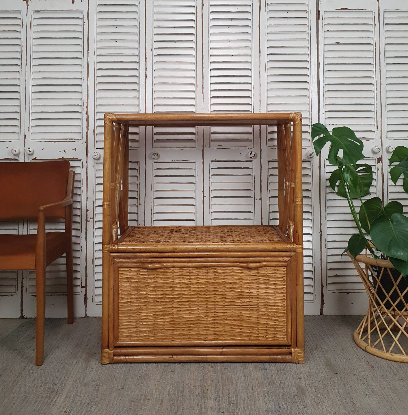 Vintage cane and rattan TV unit Delivery is not free. Etsy
