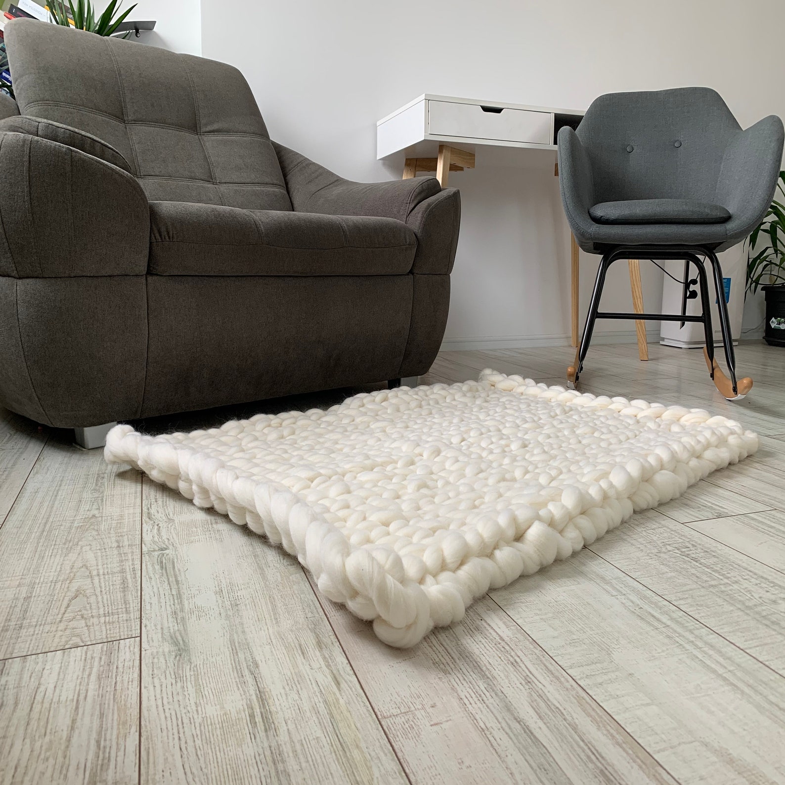 Merino Wool Rug Chunky Knit Rug Rectangular Rug 100 Merino Etsy