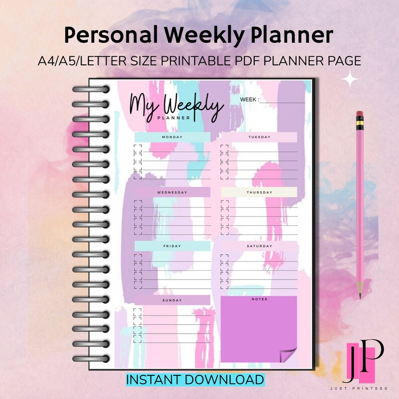 Personal Weekly Planner Printable PDF Template A4/A5/US - Etsy