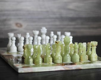 Vintage Handmade Marble Chess Set with Velvet Gift Box | Luxury Marble Chess Set | | Graduation Gift Ideas | Father&#39;s Day Gift