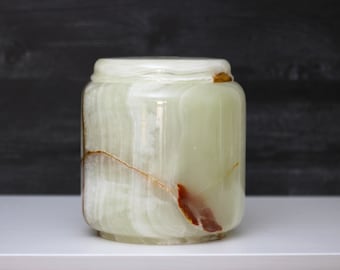 Hand Carved Marble Cremation Urn: Onyx Memory Token, 226 Cubic Inches