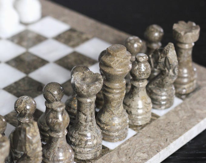Chess Set | Handmade Marble Chess Set with Storage Case | Oceanic Chess Set| Best Selling Chess Set | Graduation Gift | Father's Day Gift
