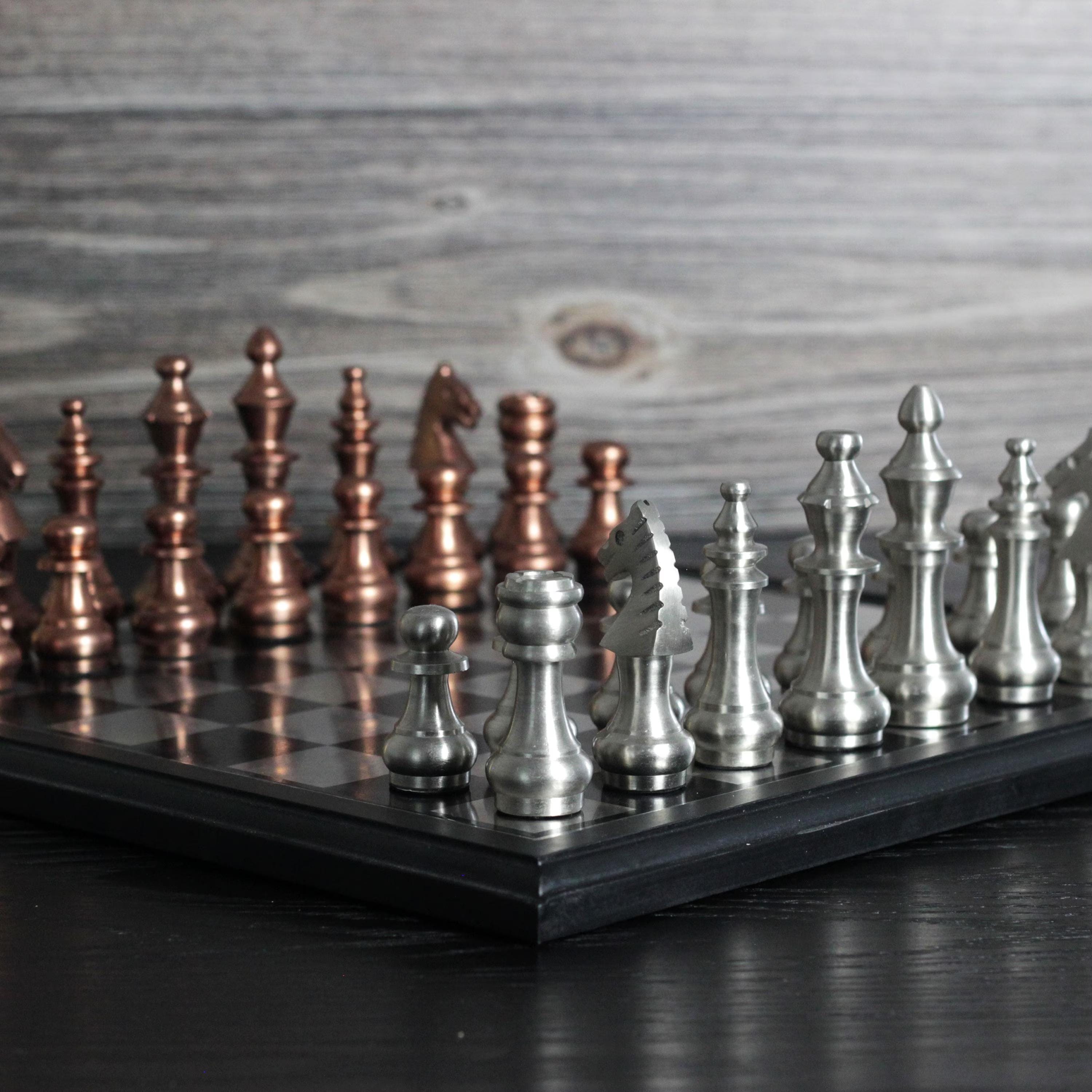 Metallic Chess Metallic Chess Set – Copper & Silver Chess Pieces – Large 16 Inch ...