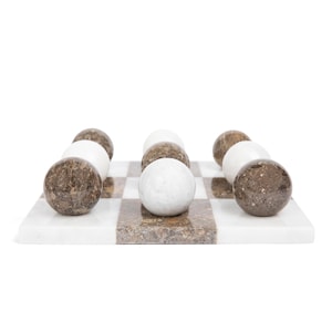 Italian Marble Tic Tac Toe Set with Sphere Pieces | Marble Tic Tac Toe Game Set | Coffee Table Decor, Housewarming Gift, Home Decor Gift