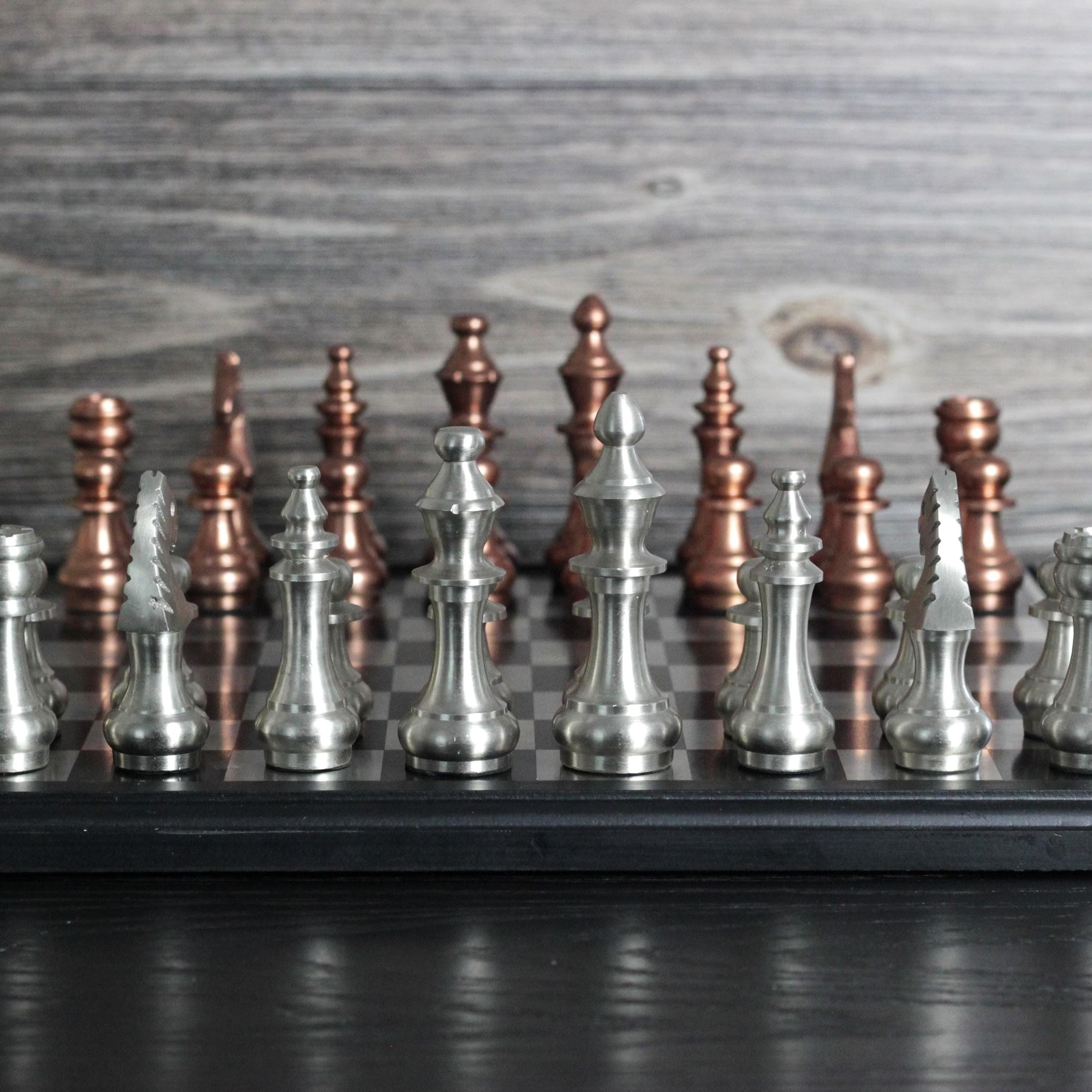 Metallic Chess Metallic Chess Set – Copper & Silver Chess Pieces – Large 16 Inch ...