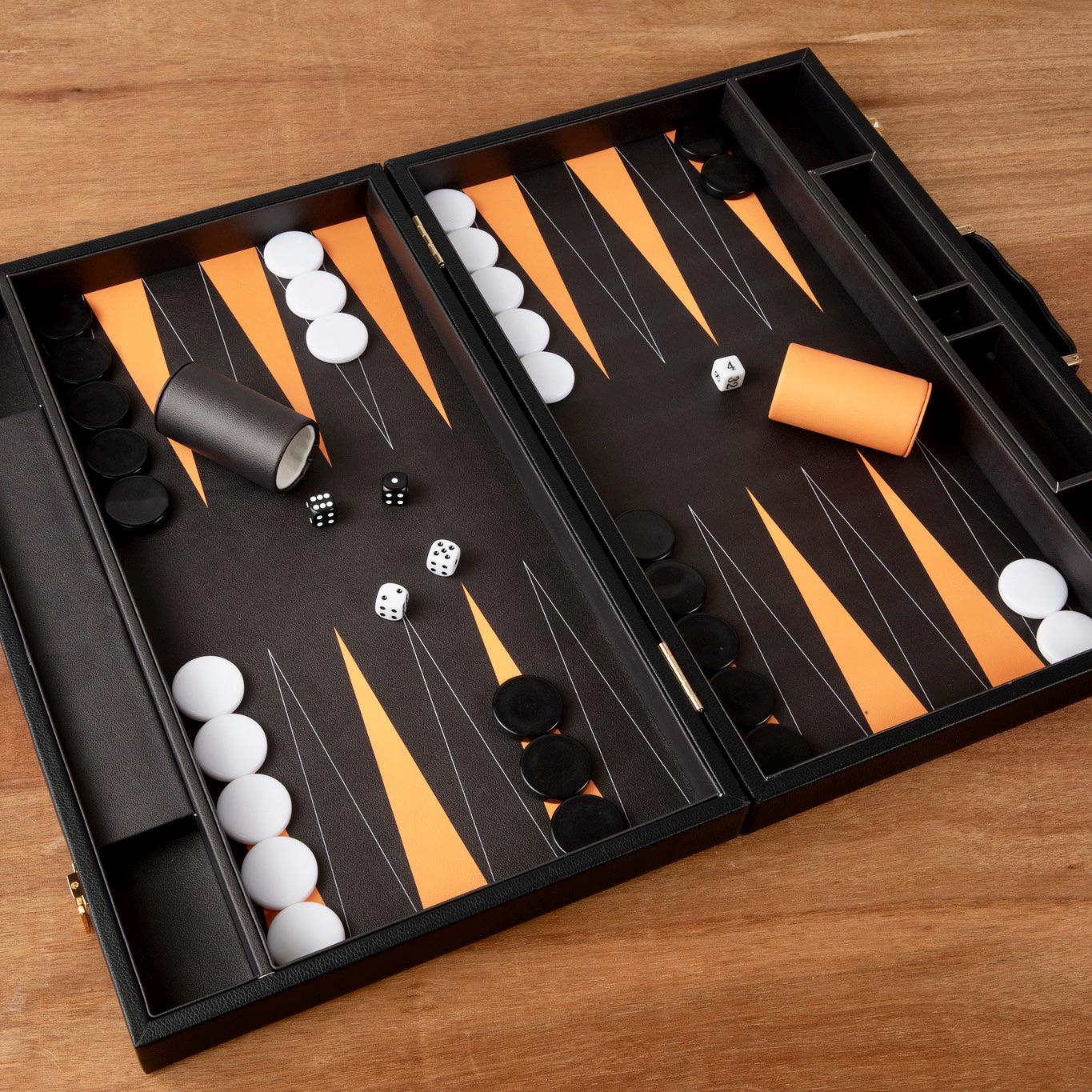 Set De Backgammon De Voyage Enroulable - Cuir PU, 33x25,4 Cm, Avec Dés Et Pions