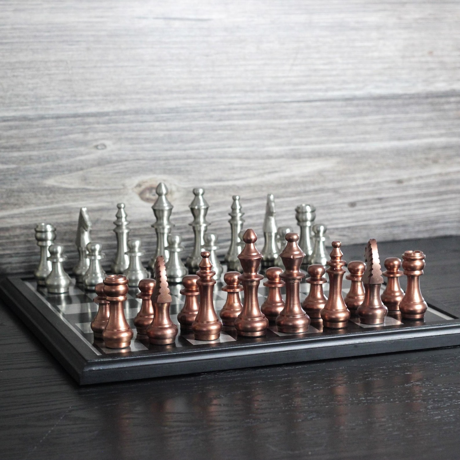 Metallic Chess Metallic Chess Set – Copper & Silver Chess Pieces – Large 16 Inch ...
