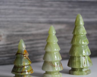 Green Marble Christmas Tree 3pc Set | Green Marble Christmas Decoration | Festive Holiday Decorations | Unique Christmas Decorations