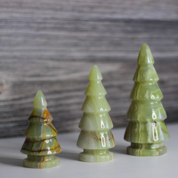 Green Marble Christmas Tree 3pc Set | Green Marble Christmas Decoration | Festive Holiday Decorations | Unique Christmas Decorations