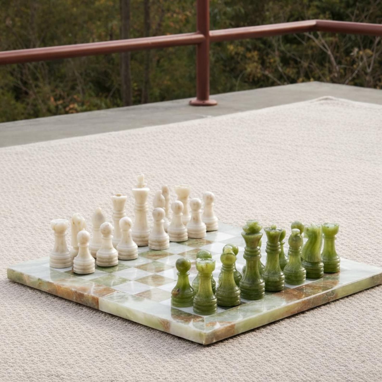 Large Green Onyx Marble Chess Set – 16 Inch Marble Chess Board – Luxury Oversized Chess Set – Handmade Stone Chess - 13 Inch