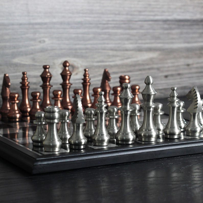 Metallic Chess Metallic Chess Set – Copper & Silver Chess Pieces – Large 16 Inch ...