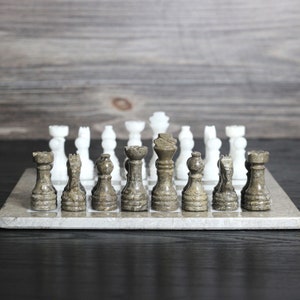 Handmade Marble Chess Set with Velvet Storage Case