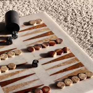 Luxury Marble Backgammon Set – Exquisite Backgammon Game Board & Timeless Decor Piece for Living Room, Office, or Coffee Table