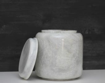 Hand-Carved White Marble Cremation Urn | Natural Stone