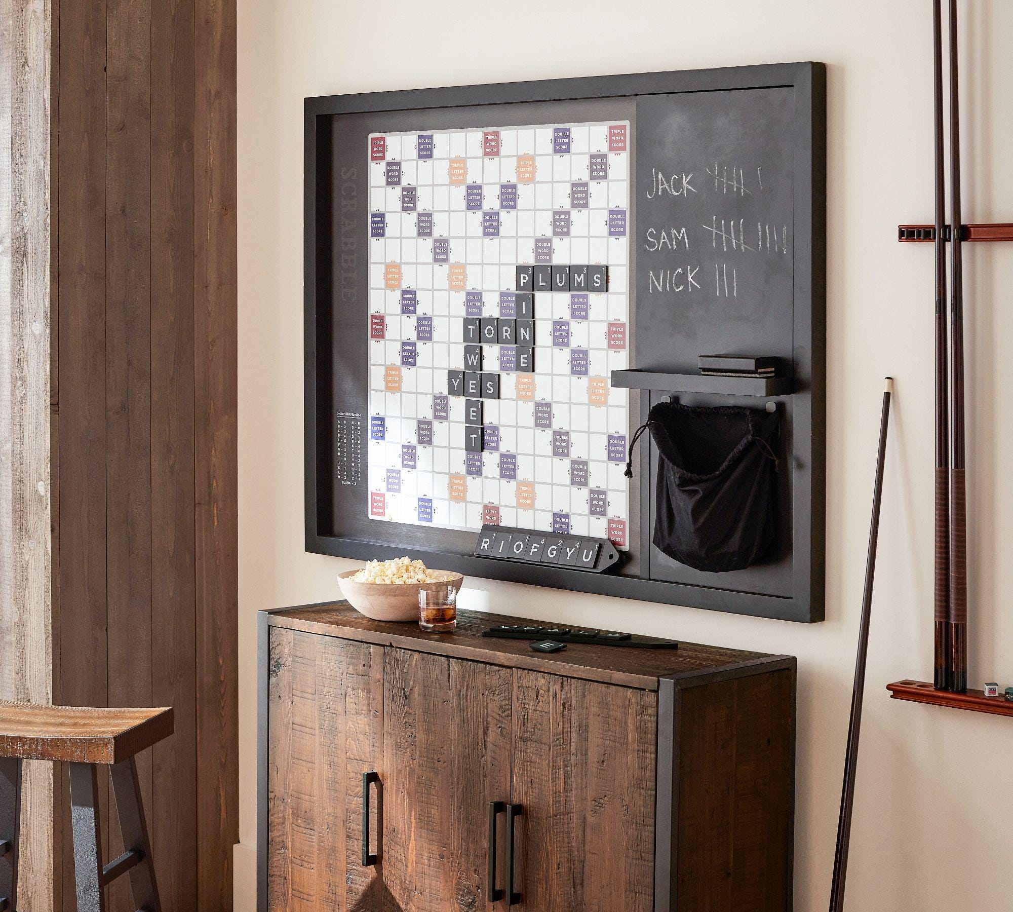 Wooden Scrabble Wall Game (32”x24”) | Magnetic Wall Word Game, Wall Mount Game Board, Wall Décor Board Game - Perfect for Family Game Nights