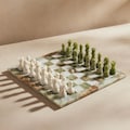 Large Green Onyx Chess Set With Case \u2013 Green & White Marble Chess Board, Luxury Stone Chess Set, Coffee Table Decor