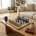 Large Marble Chess Set 16 Inch With Case – Stone Chess Board, Black & Coral Marble Chess Set, Coffee Table Decor, Gift for Chess Lover