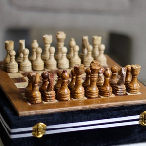 Marble Chess Set | Vintage Marble Chess with Storage Case | Unique Gifts For Him, Fathers Day Gift, Gift for Men, Unique Housewarming Gift
