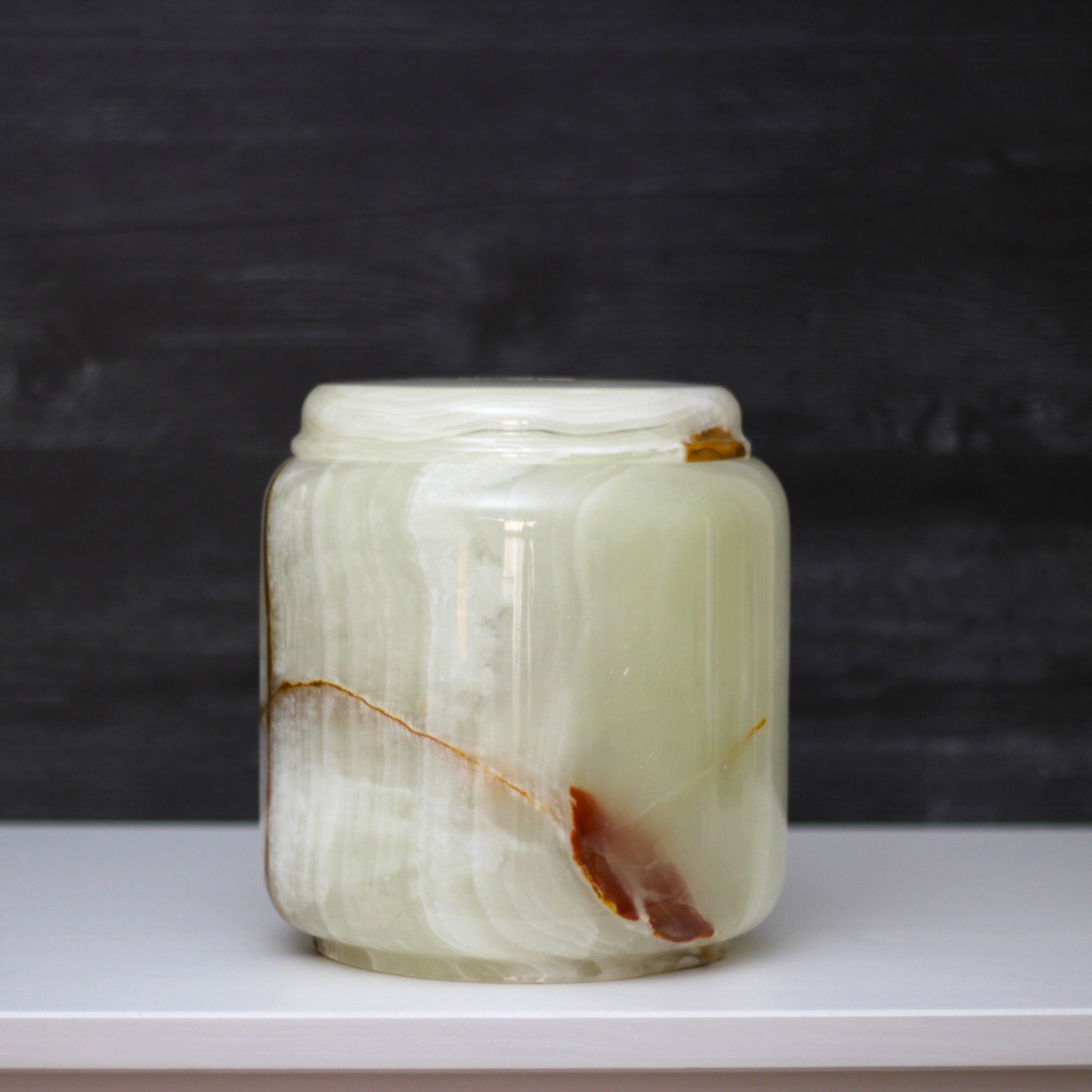 Hand Carved Marble Cremation Urn: Onyx Memory Token, 226 Cubic Inches