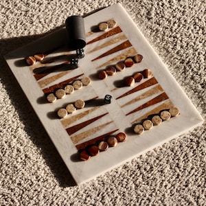 Handmade Marble Backgammon Set – Luxury Holiday Gift & Elegant Home Decor for Living Room, Coffee Table, or Desk
