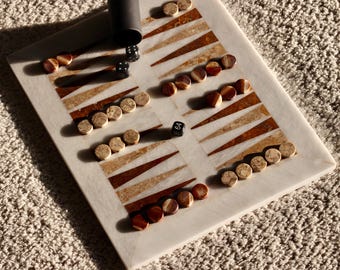 Handmade Marble Backgammon Set – Luxury Game, Elegant Home Decor
