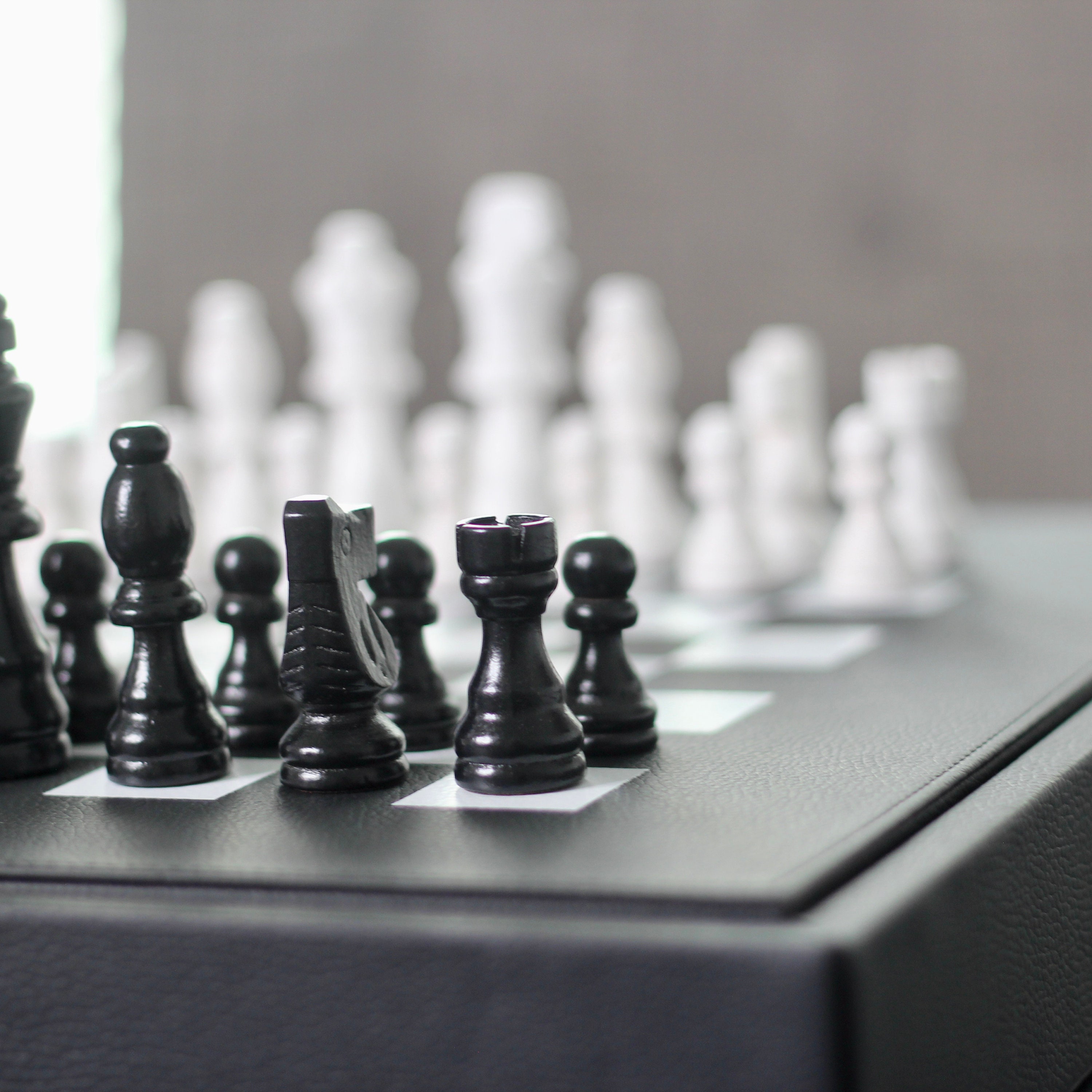 Black and White Leather Chess Set: Designer Board With Storage - Etsy
