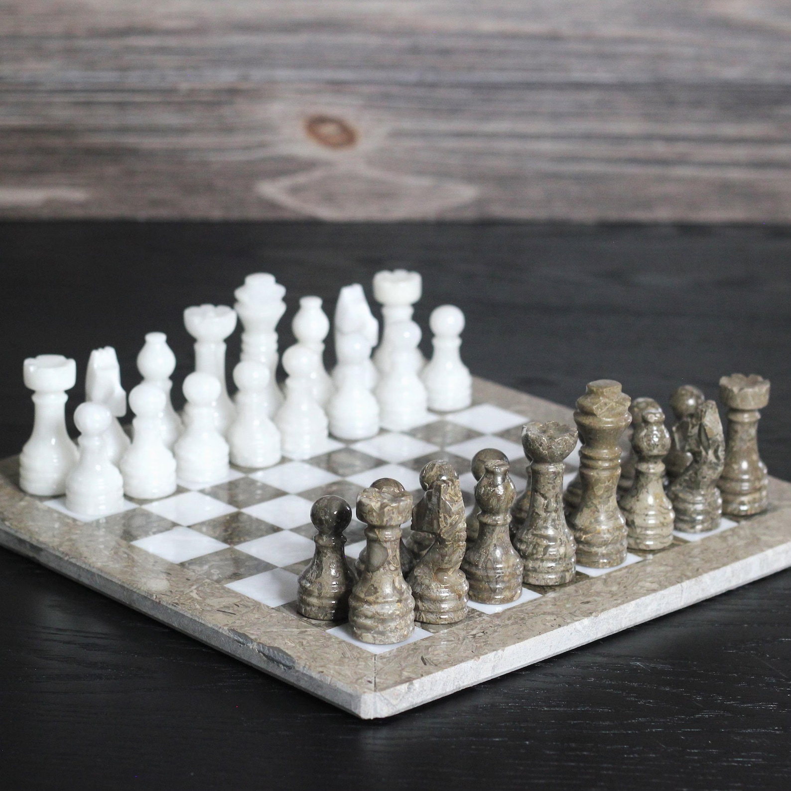 Chess Set | Handmade Marble Chess Set with Storage Case | Oceanic Chess Set| Best Selling Chess Set | Graduation Gift | Father's Day Gift - 13 Inch