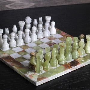 Green Onyx Marble Chess Set | Unique Handcrafted Marble Chess Set | Best Selling Chess Set | Unique Gifts for Him | Christmas Gifts for Him