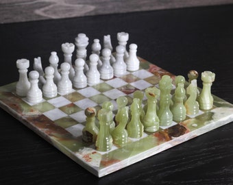 Green Onyx Marble Chess Set | Unique Handcrafted Marble Chess Set | Best Selling Chess Set | Unique Gifts for Him | Christmas Gifts for Him