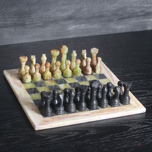 Green Onyx Marble Chess Set w/ Case | Handcrafted Marble Chess Set | Best Selling Chess Set | Unique Gifts for Him | Graduation Gift Ideas