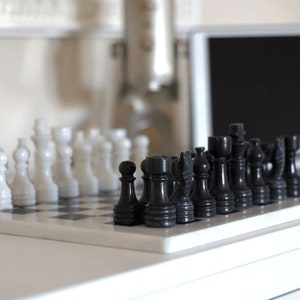 Marble Chess Set with Gift Case - Black and White Chess Set - Gift for Him - Unique Gifts - Christmas Gifts - Father's Day Gifts