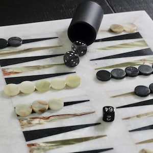 Luxury Marble Backgammon Set – Exquisite Backgammon Game Board & Timeless Decor Piece for Living Room, Office, or Coffee Table