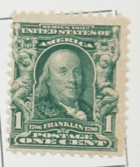US Stamp 1 Cent Benjamin Franklin 1902 Mint Attach to Private Etsy