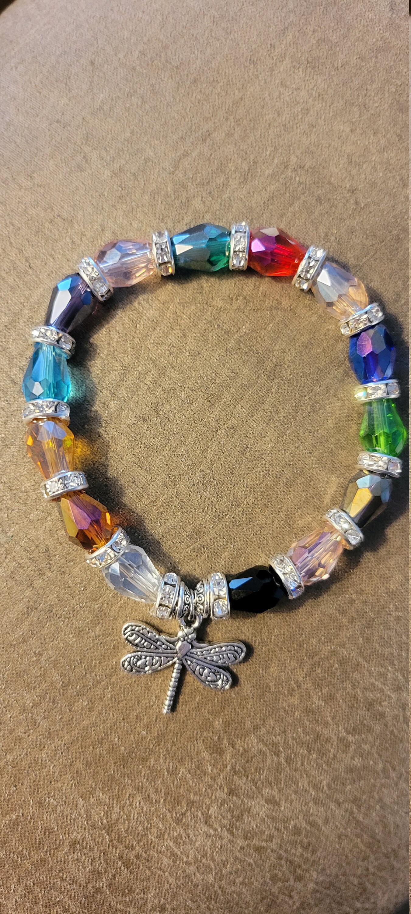 Beaded Bracelet W. Dragonfly Charm Etsy