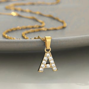 Collar con inicial de moissanita, colgante del alfabeto, collar con letras de plata 925, regalos personalizados con letras para mujer, collar con dije pequeño