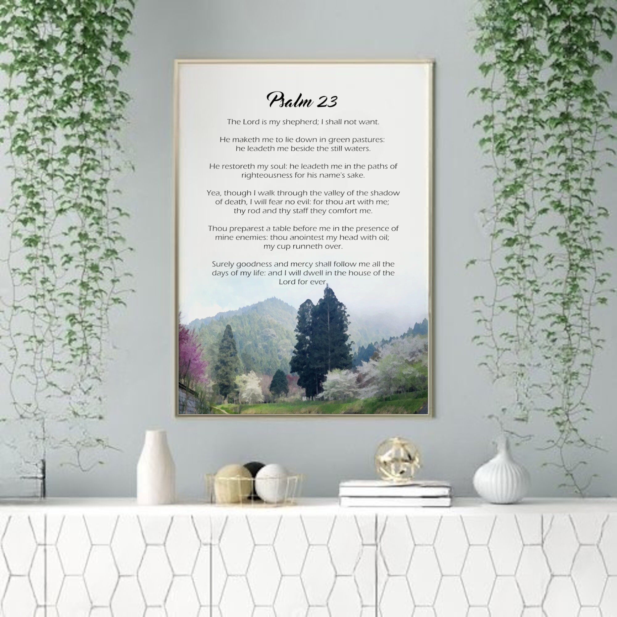 Psalm 23 the Lord is My Shepherd Bible Verse Wall Art - Etsy