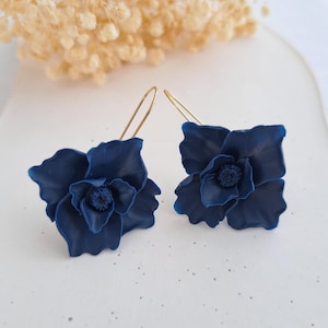 Clay Flower Earrings, Neutral Dangle Earrings, Cottagecore Floral Earrings, Polymer Clay Earring, Handmade Lightweight Earring, Gift for Her