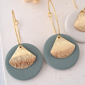Neutral hoops, Polymer Clay Earrings, Clay earrings, Dangle Earrings, Statement Earrings, Handmade Earrings, Lightweight Earrings, Gift Her