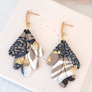 Neutral earrings, Polymer Clay Earrings, Clay earrings, Dangle Earrings, Statement Earrings, Handmade Earring, Lightweight Earring, Gift Her