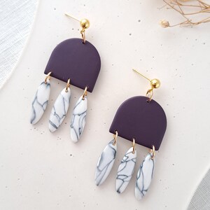 Statement earrings / Marble clay earrings / Mid century modern / Lightweight / Hypoallergenic / Gift for Her