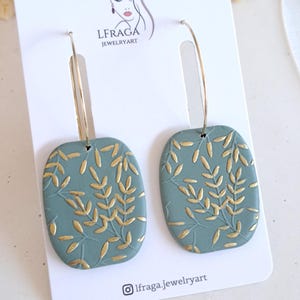Neutral hoops, Floral Polymer Clay Earrings, Clay earrings, Dangle Statement Earrings, Handmade Earrings, Lightweight Earrings, Gift for Her