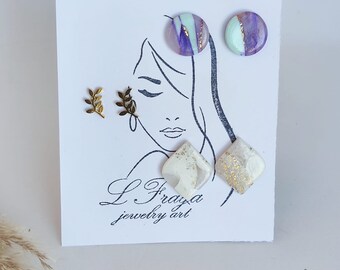 Clay earrings / Mini stud packs / Statement earrings / Handmade earrings / Lightweight / Hypoallergenic / Gift for Her