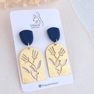 Floral Earrings, Neutral Polymer Clay Earrings, Clay earrings, Dangle Earrings, Statement Handmade Earrings, Lightweight Earrings, Gift Her