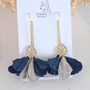 Floral Earrings, Neutral Polymer Clay Earrings, Clay earrings, Dangle Earrings, Statement Handmade Earrings, Lightweight Earrings, Gift Her